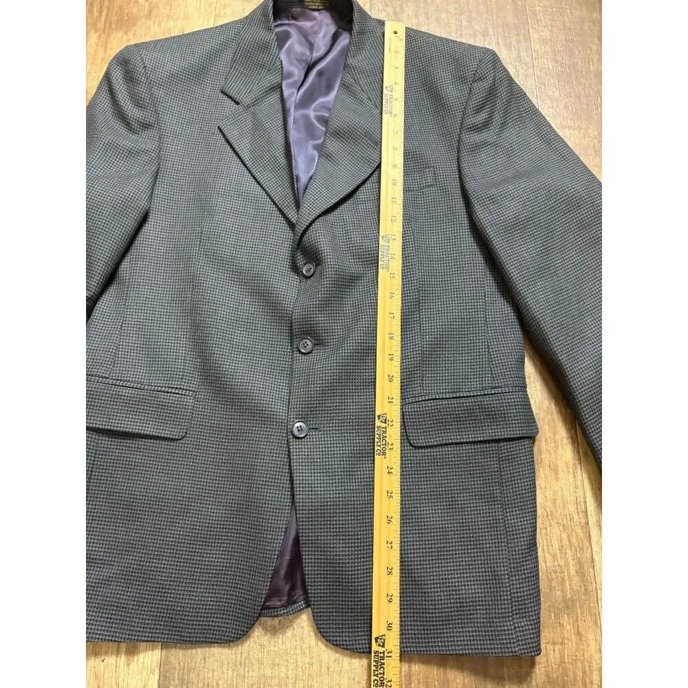 Gianfranco Ruffini Italy Blazer Jacket Mens Size 41 R Black Gray Blend Wool